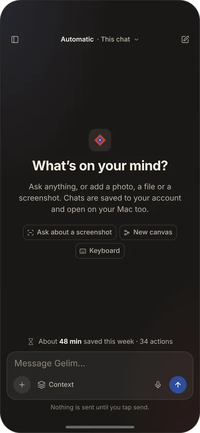 Gelim for iPhone: a new chat